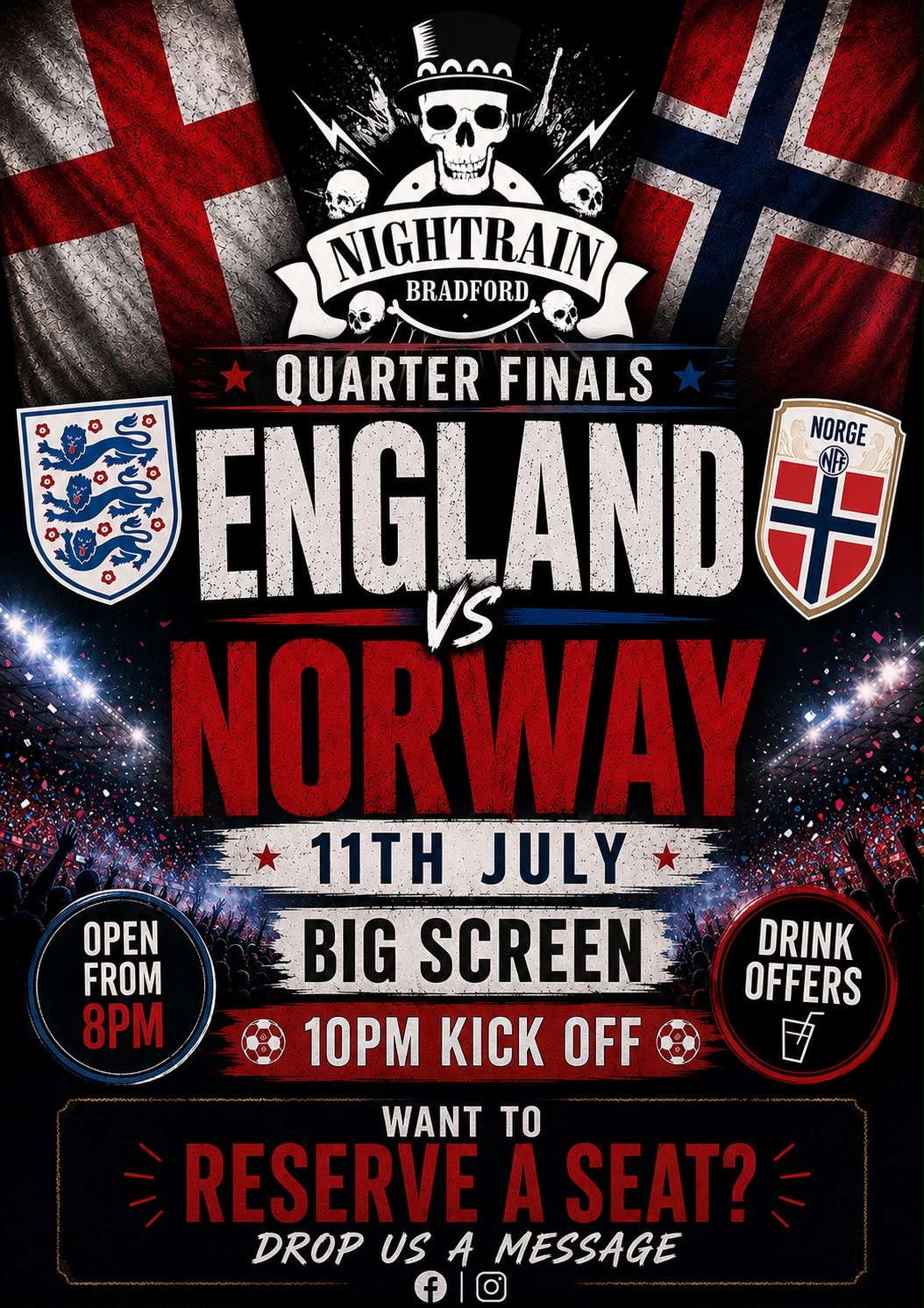 ENGLAND V’S NORWAY – BIG SCREEN – FREE ENTRY | Event Image