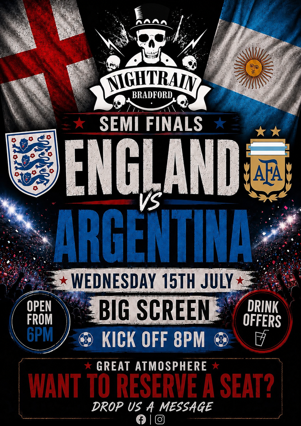 ENGLAND V’S ARGENTINA – DRINKS OFFERS – BIG SCREEN – FRIENDLY ATMOSPHERE | Event Image