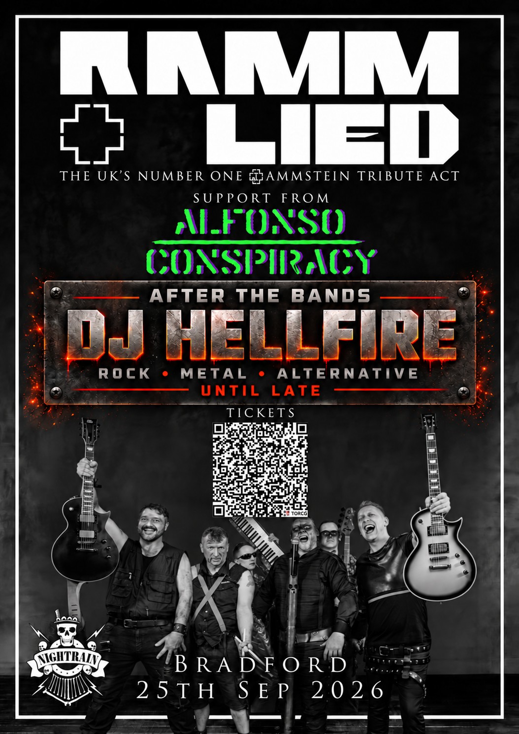 RAMMLIED – THE ULTIMATE RAMMSTEIN TRIBUTE + ALFONSO CONSPIRACY + Aftershow PARTY WITH DJ HELLFIRE!! | Event Image